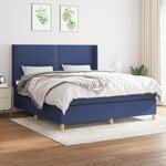 vidaXL Sommier à lattes de lit avec matelas Bleu 160x200 cm Tissu