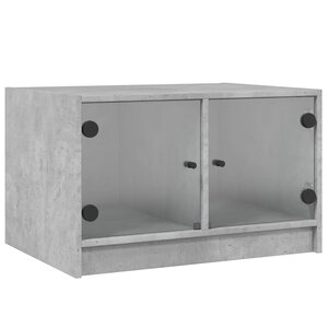 vidaXL Table basse avec portes en verre gris béton 68x50x42 cm
