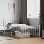 vidaXL Cadre de lit métal avec tête de lit/pied de lit blanc 107x203cm