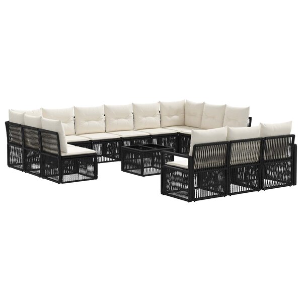 vidaXL Ensemble de canapé de jardin 14 Pièces Noir polyrotin