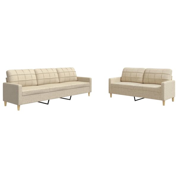 vidaXL Ensemble de canapés 2 Pièces crème tissu