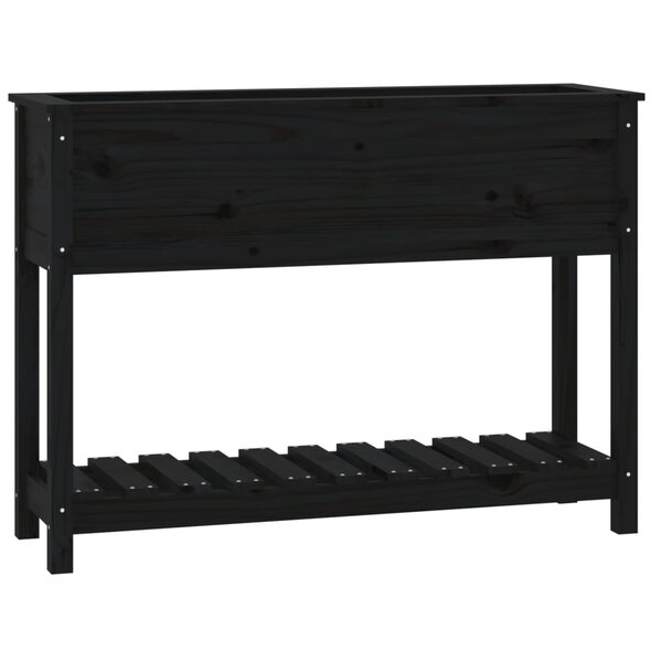 vidaXL Jardinière avec étagère Noir 111 5x34 5x81cm Bois massif de pin