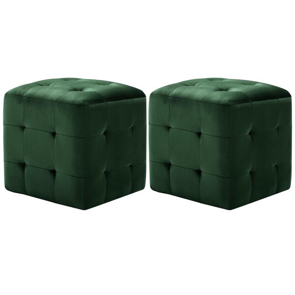 vidaXL 2 Pièces Poufs Vert 30 x 30 x 30 cm Tissu velours