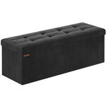Banc de rangement pouf en velours avec couvercle avec 2 boîtes séparateur amovible capacité de charge 300 kg pour couloir salon chambre noir 12_0004159