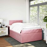 vidaXL Sommier à lattes de lit avec matelas rose 120x190 cm velours