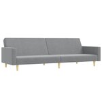 vidaXL Canapé-lit à 2 places avec repose-pied gris clair tissu