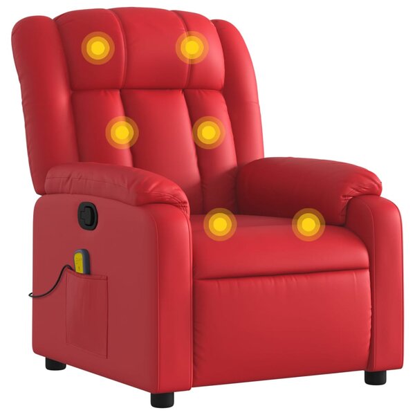vidaXL Fauteuil de massage inclinable rouge similicuir