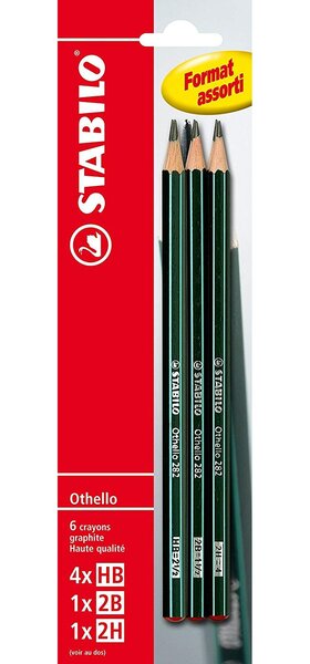 Lot de 6 Crayons papier Graphite Othello Héxagonal 4HB 1x2B 1x2H STABILO