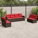 vidaXL Salon de jardin 8 Pièces avec coussins marron résine tressée