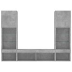 vidaXL Unités murales TV avec LED 5 Pièces gris béton bois d'ingénierie
