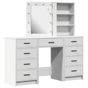 vidaXL Table de Toilette avec tiroir 3 Pièces Blanc 40 x 41 x 135 cm