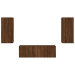 vidaXL Meuble TV muraux 3 Pièces avec lumières LED chêne marron