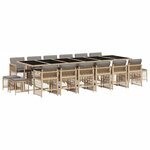 vidaXL Ensemble à manger de jardin et coussins 17 Pièces mélange beige