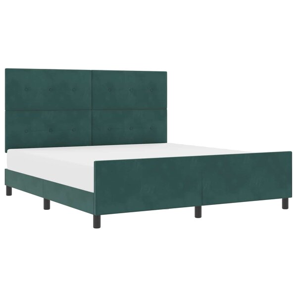 vidaXL Lit à ressorts avec tête de lit Vert foncé 180 x 200 cm Velours