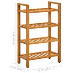 vidaXL Étagère à chaussures à 4 niveaux 50x27x80 cm Chêne massif