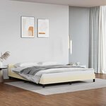 vidaXL Cadre de lit avec tête de lit sans matelas crème 160x200 cm