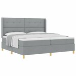 vidaXL Lit à Ressorts avec matelas Gris clair 200 x 200 cm tissu