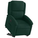 vidaXL Fauteuil inclinable électrique vert foncé velours