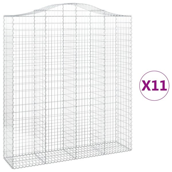vidaXL Paniers à gabions arqués 11 Pièces 200x50x220/240 cm Fer galvanisé