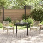 vidaXL Ensemble de salle à manger pour jardin 3 Pièces Beige polyrotin