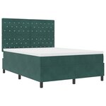 Lit avec sommier à ressorts et matelas vidaXL & LED Vert foncé 140x200 cm Velours