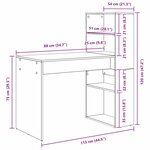 vidaXL Bureau Chêne noir 113 x 54 x 120 cm Bois d'ingénierie