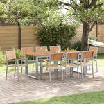 vidaXL Set de salle à manger de jardin en 9 pièces en acier gris et bois d'acacia massif