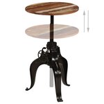vidaXL Table de bar Bois de récupération massif 60x(76-110) cm