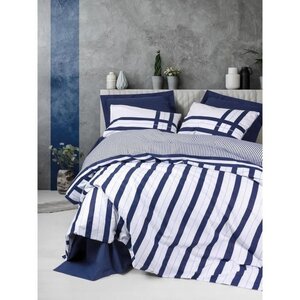 Parure de lit - housse de couette 220 x 240 + 2 taies d'oreiller 60 x 60 coton renforcé - Bleu