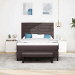 vidaXL Lit à ressorts avec coussin Marron foncé 140 x 190 cm tissu