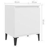 vidaXL Table de chevet avec pieds en métal blanc 40x30x50 cm