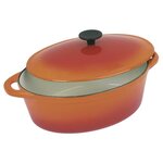 CREALYS GRAND CHEF Cocotte ovale en fonte d'acier émaillée - L 37 cm - 9 L - Orange - Tous feux dont induction