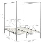 vidaXL Cadre de lit sans matelas avec baldaquin blanc 140x200 cm métal