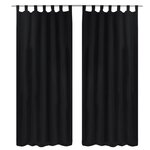 2 Pièces Rideau à Passant Micro Satin Noir 140 x 245 cm