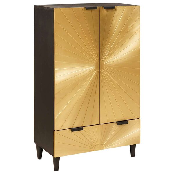 vidaXL Meuble d'appoint avec tiroir Noir et or 60 x 33.5 x 100 cm
