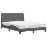 vidaXL Lit avec matelas gris foncé 140x200 cm tissu
