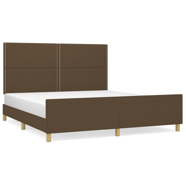 vidaXL Cadre de lit avec tête de lit Marron foncé 160x200 cm Tissu