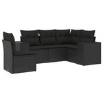 vidaXL Salon de jardin 5 Pièces avec coussins noir résine tressée