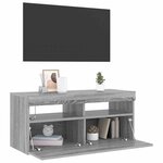 vidaXL Meuble TV avec lumières LED Sonoma gris 90x35x40 cm