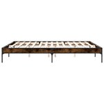 vidaXL Cadre de lit chêne fumé 200x200 cm bois d'ingénierie et métal