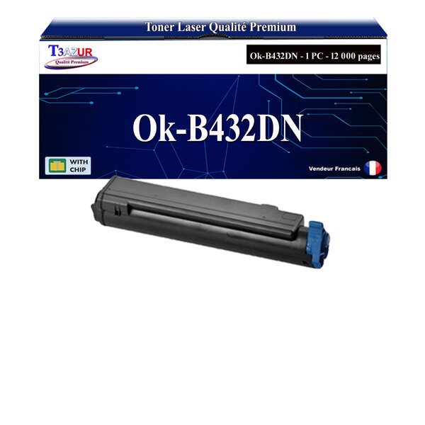 T3AZUR - Toner compatible avec Oki B432DN  B512DN