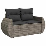 vidaXL Salon de jardin 6 Pièces avec coussins gris résine tressée