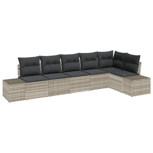 vidaXL Ensemble de canapé de jardin 6 Pièces Gris clair Poly rotin