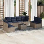 vidaXL Salon de jardin 9 Pièces avec coussins gris résine tressée