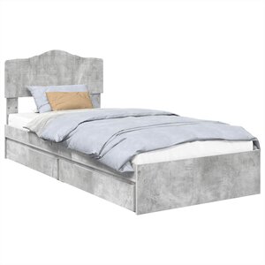 vidaXL Lit de Rangement Gris béton 90 x 190 cm Bois d'ingénierie