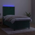 vidaXL Sommier à lattes de lit avec matelas et LED Vert foncé 90x190cm