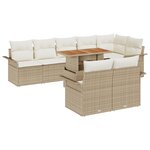 vidaXL Ensemble de salle à manger de jardin de 9 pièces avec coussins en rattan synthétique beige et acacia