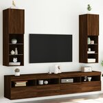 vidaXL Meubles TV avec lumières LED 2 Pièces chêne marron 30 5x30x102 cm