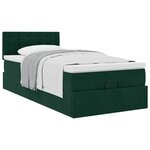 vidaXL Cadre de lit ottoman avec matelas vert foncé 90x190 cm velours