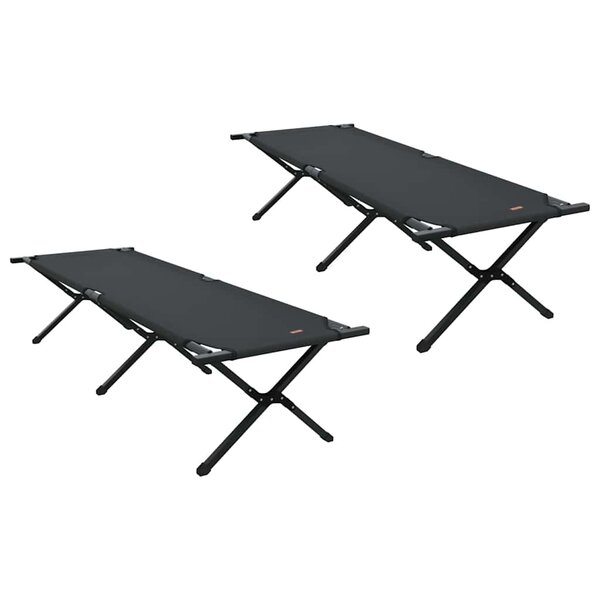 vidaXL Lit de camping pliant 2 Pièces Noir 193 x 69 x 45 cm Tissu Oxford